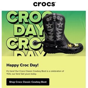 CROCS Classic Cowboy Boot M6 W8 Unisex 208695 HTF Factory Packed Croctob…